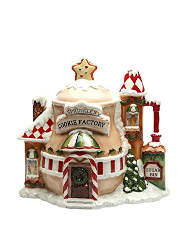 Cosmos Gifts Ceramic Santa's Village Cookie Jar, 11-3/4-Inch