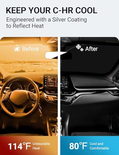 Image of Proadsy 2026 Upgrade Front Windshield Sun Shade Foldable Sunshade Protector Custom Fit 2018-2022 CH-R C-HR CHR, XLE Premium CUV Winter Accessories