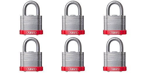 Image of ABUS 19368 41 /40 Laminated Steel Safety Padlock Red Bumper Keyed Different, Pack of 6