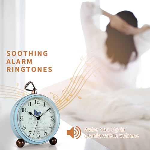 Maxspace 5.2in Analog Clock, Retro Silent Desk Clock Non-Ticking & Battery Operated with Quartz Movement,Clock Decor for Bedroom Living Room