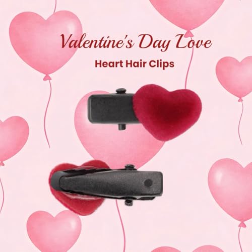 10 Piezas Pequeñas Pinzas de Terciopelo Rojo para el Cabello, clips de aligátor decorativos con forma de rosa y corazón, accesorios retro para el cabello para mujeres miniatura 3