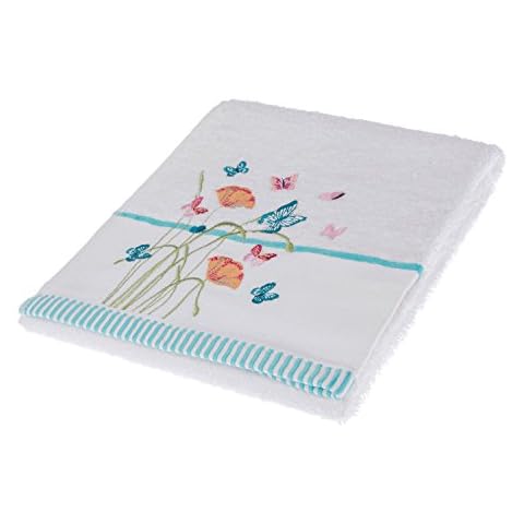 HOMESCAPES Floral Butterfly White Hand Towel Cover