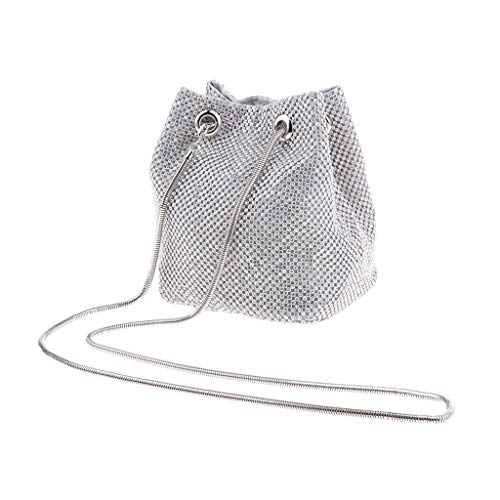 yotijar 2x Feminino Deluxe Diamante Bolsa Balde Bolsa de Noite Portátil Bolsa Clutch Bolsa