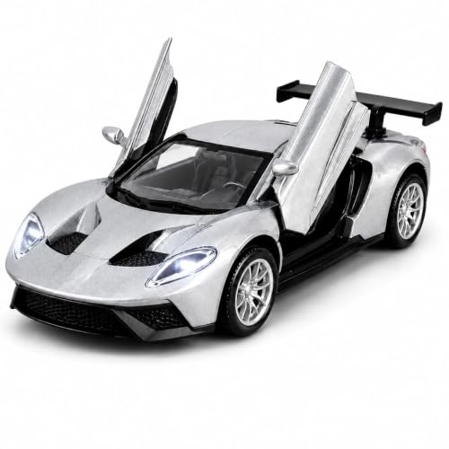 Image of TEC TAVAKKAL 1:36 Scale Diecast Metal Toy Car with Openable Doors, Pull-Back Action, LED Lights & Music - Premium Mini Sports Car Model for Kids & Collectors (Mclaren Silver Small)