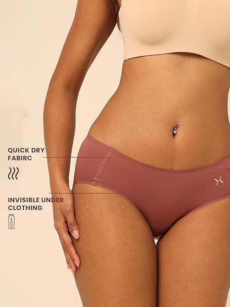 Image of Krvvy Breeze Hipster Underwear for Women | Seamless Mid Waist Panties with Super Stretchable Fabric | Odourless Ventilation | InvisiSoft Edges