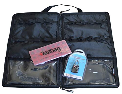Razbag Lockable Medicine Bag Including TSA Combination Lock Holds 20 Various Sizes of prescriptions or Vitamins, 3 Storage Pockets. Great for Travel. with Free 7-Day Pillbox Medication Organizer
