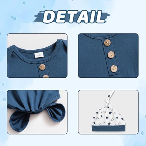 Image of AMAWMW Newborn Baby Boys Girls Cartoon Sleeper Gown Long Sleeve Mountain Nightgown Hat Outfits
