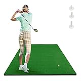 150 x 100cm Golf Übungsmatte, Golf Abschlagmatte inkl. 3 Gummi-Tees, Golfmatte mit 2 Abschlagpositionen, für Indoor und Outdoor, Grün