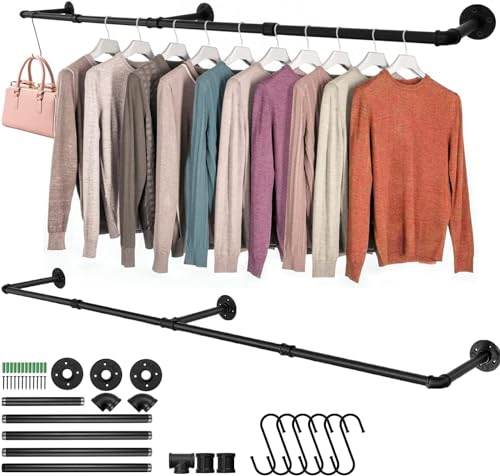 Reviews de Tubular para Ropa , tabla con los diez mejores. 44 Estante de Ropa, 184cm Perchero Industrial, para Colgar Ropa,Barra de Ropa Desmontable,Ahorra Espacio,Barra Multiusos Resistente para Colgar Ropa para Balcón, Baño, Dormitorio