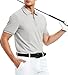 Alex Vando Mens Zipper Golf Shirt Moisture Wicking Zip Up Solid Fashion Polo Shirts,Grey,L