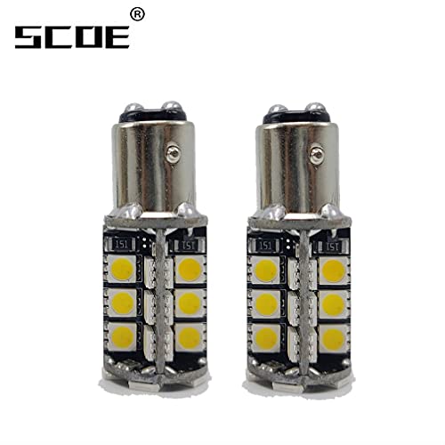 Scoe Auto Led Bulb Lamp Baz15D Py21W/4W 7225 Dc12V 30Smd Bright Energy Saving Nichia Chips Used For Brake Stop Back Up Tail Reverse Parking Side Marker Lights Pack Of 2- Yellow #TOP2