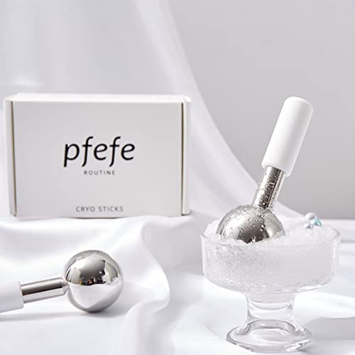 Pfefe Ice Globes For Face & Eyes, Unbreakable Stainless Steel Cryo Sticks For Beauty Routines, Facials Cold Roller Cooling Globes For Puffiness, Wrinkles, Dark Circles, Headaches #TOP4