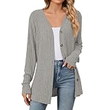 Style : Cardigan à manches longues tricoté pour femme, élégant et raffiné, avec un col en V boutonné sur le devant, offrant un pull ample et tendance de style manteau