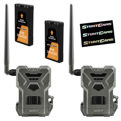 SPYPOINT Bundle Flex-M Twin Pack Cellular Trail Cameras | LIT-22 Twin Pack Rechargeable Lithium Battery Pack 7.4V