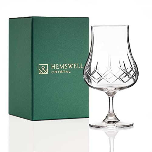 Hemswell Crystal Small Cut Crystal Brandy Snifter - Traditional Cut Elegant And Refined Nosing Glass - Suitable For Most Neat Spirits - Made In Europe #TOP8