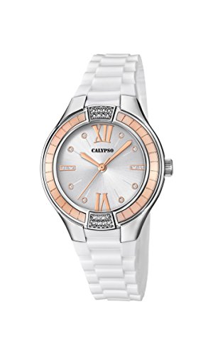 Preisvergleich Produktbild Calypso Damen Datum klassisch Quarz Uhr mit Plastik Armband K5720 / 1