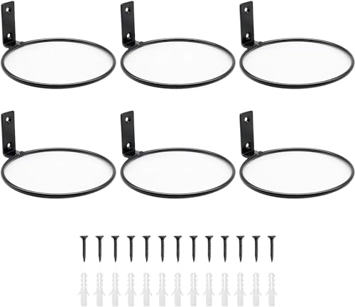 TORO Plant Holder Ring 8 Inch Wall Mounted, Flower Pot Hangers Metal Plant Stand Hanging Bracket Basket Hooks (Pack 06) (Black)