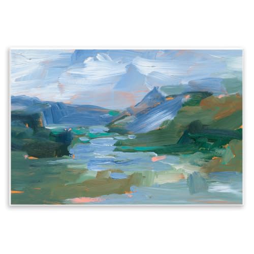 'River Through Mountains Abstract Scene'| Wall Plaque Art