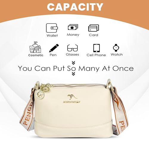 Image of Storite PU Leather Sling Bag, Crossbody Bag with Multi-Compartment for Women and Girls With Adjustable Shoulder Strap -(25x16x9 cm)