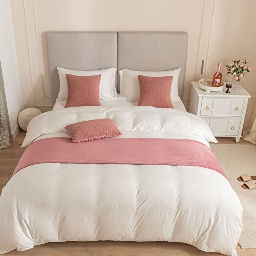 Eseriallen Bed Runner King Size,Pink Bed Runner For of Luxury Hotel Grade 210X45cm for 1.5m Bed