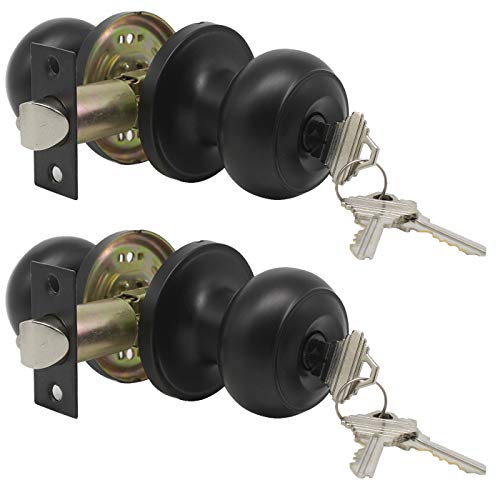 Gobrico Black Keyed-Alike Entry Door Knobs With Same Key 2Pack, Exterior/Interior Door Locks #TOP22