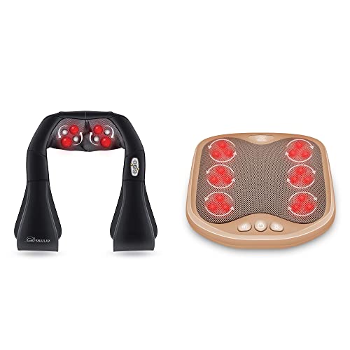Snailax Shiatsu Foot Massager with Heat- Washable Cover Kneading Foot Massager & Neck Massager Bundle, Heated Foot Warmer, Electric Feet Massager Machine for Plantar Fasciitis,Foot Pain Relief