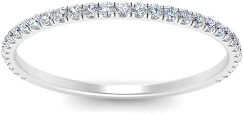 Miniatura 2 de White Diamond Band in WhiteYellowRose Gold Eternity Wedding Ring, Crown Diamond Ring, Unique Wedding Band, Minimalist Bridal Matching Band