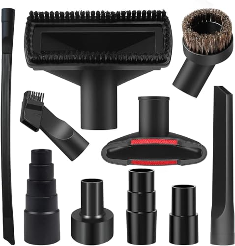 10PCS Universal Vacuum Attachments Kit Wet Dry Plastic Vacuum Hose Adapter 1-1/4" Vacuum Cleaners Accessories with Horse Hair Brush Flexible Crevice Tool Adapter for Shop Vac Accessories by Riiriou - Used condition - US$19.81