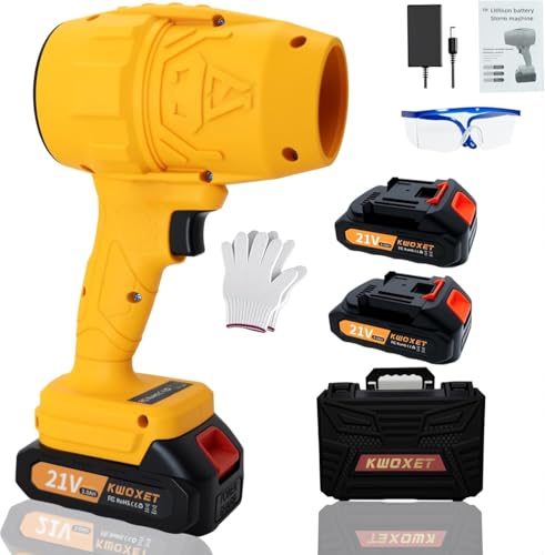 Laubbläser Akku,Kwoxet Mini laubbläser mit Turbolader 576km/h Luftgeschwindigkeit,2 Stück 21v 3000-mAh-Batterien,Geeignet für die Gartenpflege, zum Reinigen von Holzspänen, Blättern und Schnee