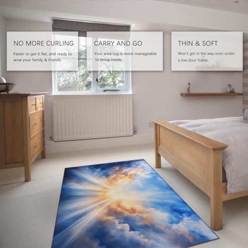 Tapis antidérapants Sunshine Cloud bleus : moquette lavable de salon 160x230 - 5