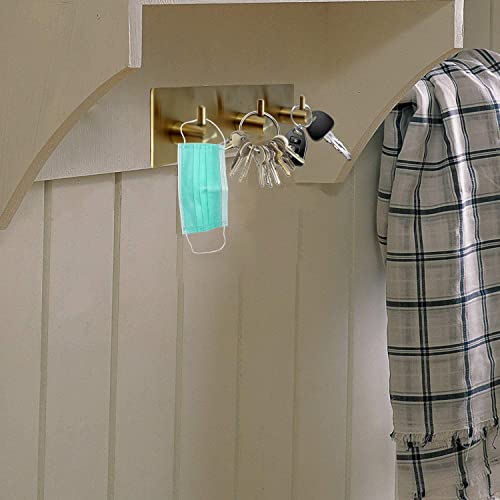 Key Hooks For Wall, Key Holder For Wall Decorative With 3 Key Hooks, Coat Hanger, Purse Hanger, Towel Hook, Easy Mount Key Hangers For Wall, Entryway, Bathroom, Living Room, Kitchen (Gold Finish) #TOP7