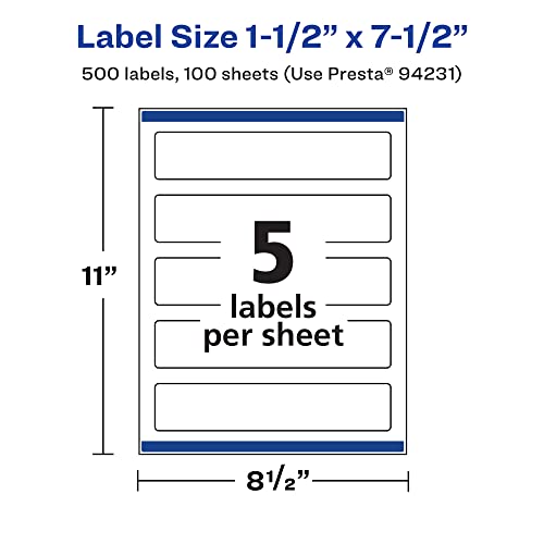 Avery Printable Durable White Rectangle Labels, Sure Feed Technology, 1.5" x 7.5", Print-to-the-Edge, Waterproof Labels, Laser & Pigment-Based Inkjet Compatible, 500 Total by Avery - Image 5