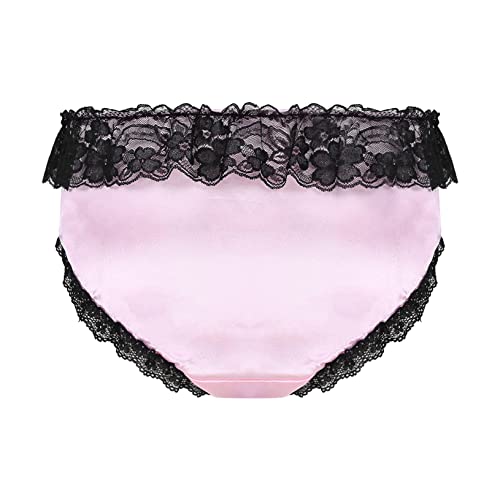 ACSUSS Men Shiny Satin Bulge Pouch Sissy Panties Lingerie Ruffle Crossdress Underwear2