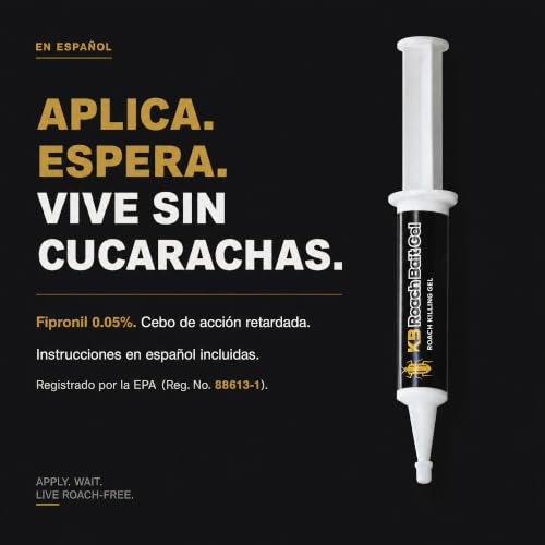 Image of German Roach Killer Indoor Infestation for Home | 97~99% Lab-Tested Mortality in 14 Days - 0.05% Fipronil | Targeted Spot Treatment, 1 Syringe (35g)