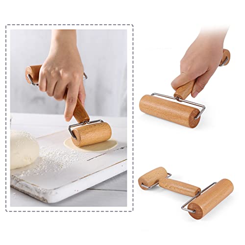 Beech Wooden Rolling Pin - Double Ended Roller, Rolling Pins For Baking, Non-Stick Dough Bread Cookies, Pizza, Pastries, Baker, Baking Cooking Tools #TOP5