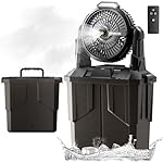 Misting Fan, 6L Bucket Portable Misting Fans with Remote, 20000mAh Rechargeable Battery Portable Fan for Outdoors Patios, Camping Fans 270° Adjustable, Hanging & Lighting for Outdoor Cooling