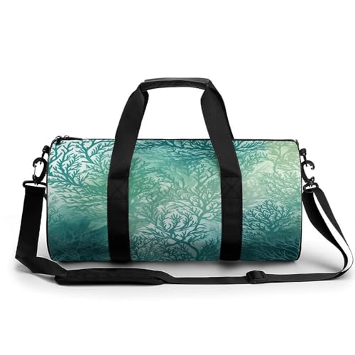 Sac de sport imprimé algues bleu mer 45cm : le sac de gym polyvalent