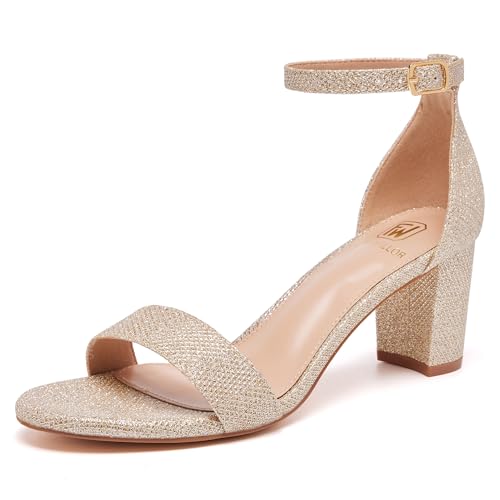 FW FRAN WILLOR Women Open Toe Low Chunky Short Heels Block Heel Sandals