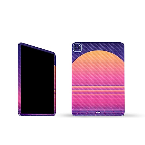 Image of MightySkins Carbon Fiber Skin Compatible With Apple iPad Pro 11 inch M2 4th Gen (2022) Full Wrap Kit - Synthwave Sunset | Protective, Durable Textured Carbon Fiber Finish | Easy To Apply | Made in the USA