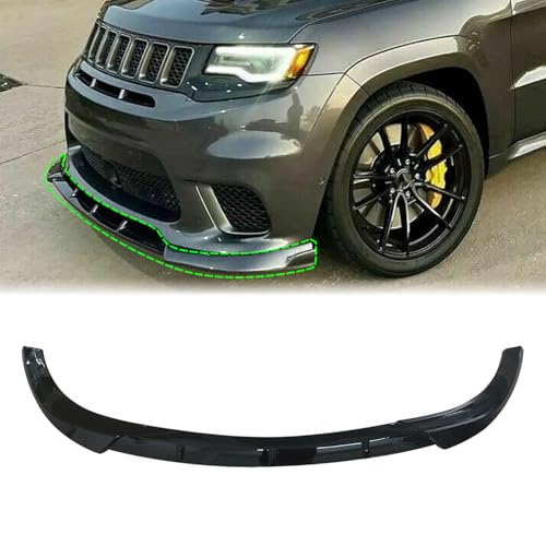 SHOWSEN 3PCS Glossy Black Front Bumper Lip Compatible with 2014-2021 Jeep Grand Cherokee SRT/2018-2021 Trackhawk Front Bumper Lip Spoiler Kit
