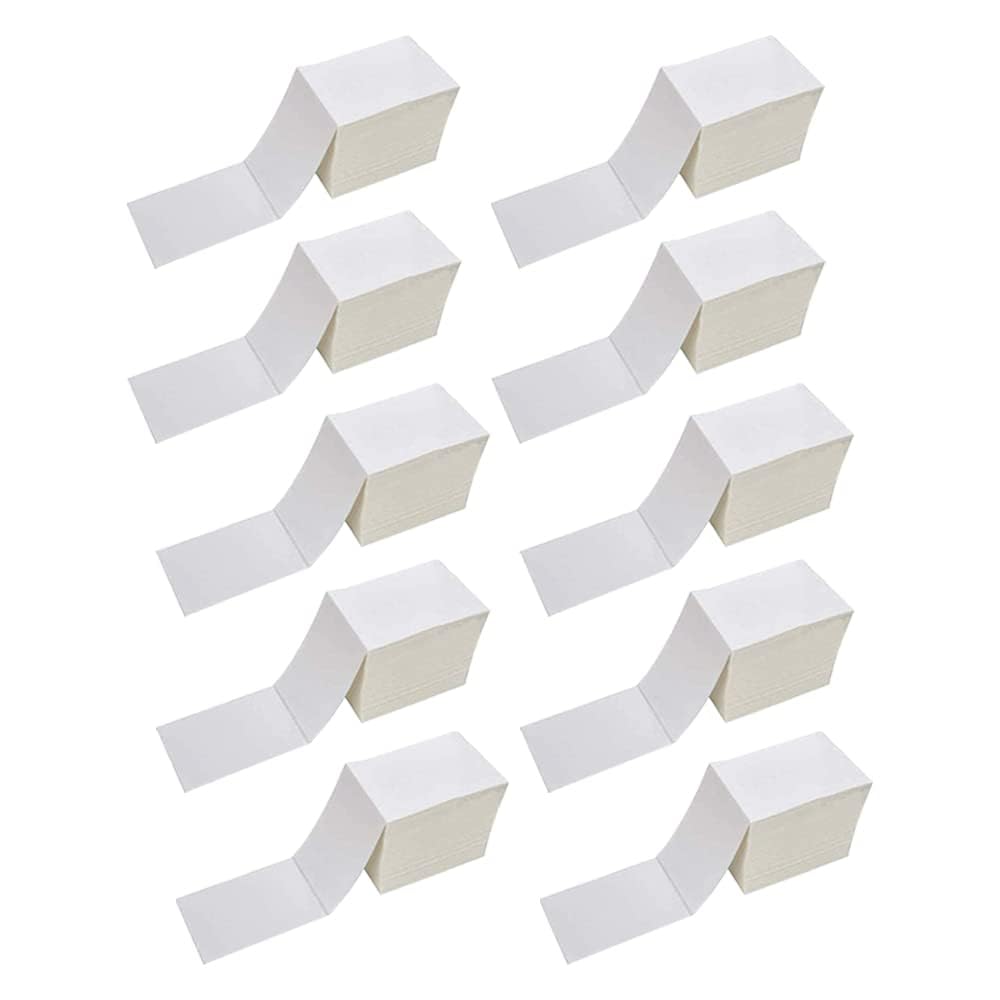 LabelMore 10000 Fanfold 4x6 Thermal Shipping Labels With Perforations, White Mailing Postage Labels Compatible With Rollo, Zebra Printer, Smoothly