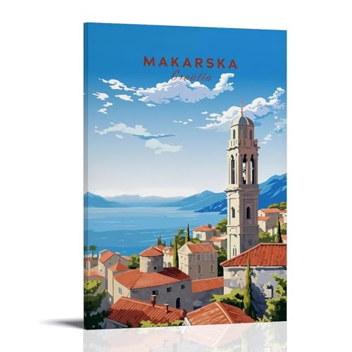 Poster Makarska Croatie vintage souvenir de voyage et évasion murale unique