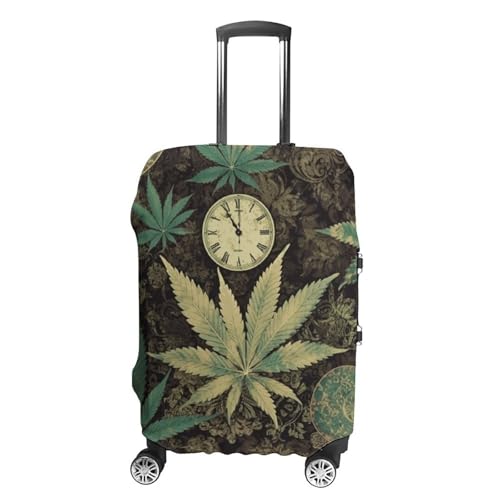 A Puff in Time Weed Marijuana Travel Luggage Cover Anti-scratch Suitcase Cover Elastic Suitcase Protective Cover Fits 19-32 Inch Luggage S