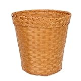 YARNOW Papierkorb Aufbewahrungskorb Weiden Korb geflochten Mülleimer Abfalleimer Papiereimer Make Up Organizer Korb Papierabfall Flechtkorb für Büro Badezimmer Wohnzimmer Deko 26x25x24cm