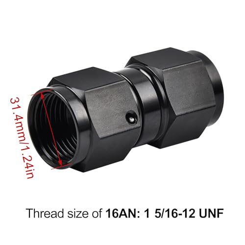 Image of EVIL ENERGY 16AN Female to 16AN Female Straight Swivel Coupler Union Fitting Adapter Aluminum Black