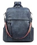 FADEON Leather Backpack Purse for Women Designer Travel Backpack Purses PU Fashion Ladies Shoulder Bag with Tassel Blue