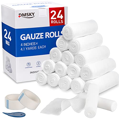 Gauze Rolls,24 Packs Of 4 Inches X 4.1 Yards, Latex-Free Conforming Stretch Gauze Bandage Roll, Non-Sterile Gauze Rolls And Medical Gauze Rolls, Super Soft Woven For Primary Wound Dressing Support #TOP23
