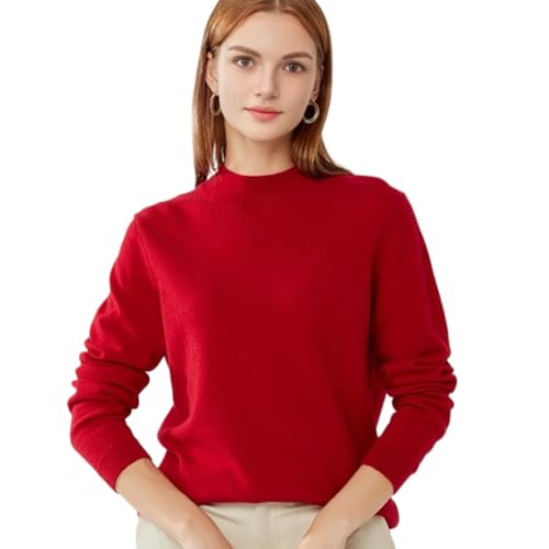 100% Pure Cashmere Sweaters for Women Mockneck Long Sleeve Warm Soft Lightweight Knit Pullover