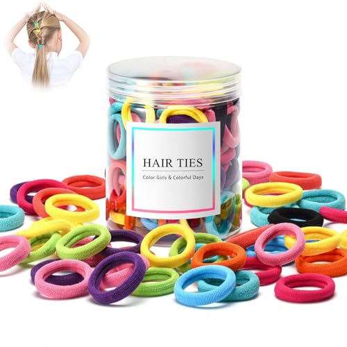 100 Pcs Multicolor Baby Hair Ties – Seamless Cotton Hair Elastics for Toddlers, Girls, and Kids – Soft Ponytail Holders in 10 Colors