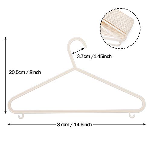 ilauke Premium Kleiderbügel 50 Stück Beige Anzugbügel aus Kunststoff mit Haken,Haltbare Antirutsch kleiderbügel platzsparend Entwickelt für Kleidung Anzüge, Jacke, Hose, Mäntel, Shirts,37CM Breit